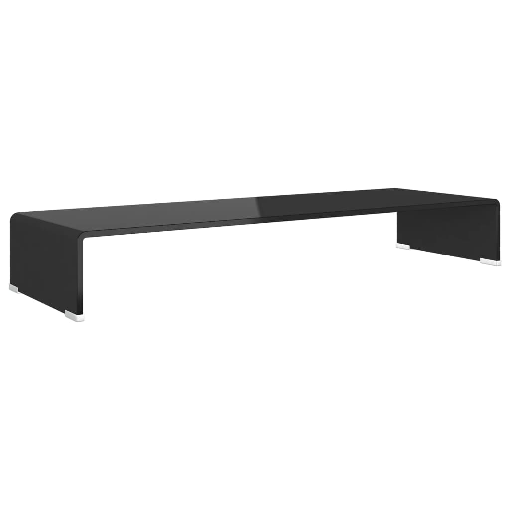 Stand TV/Suport monitor sticlă, 90x30x13 cm, negru