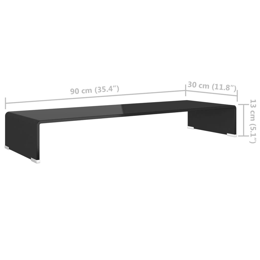 Stand TV/Suport monitor sticlă, 90x30x13 cm, negru