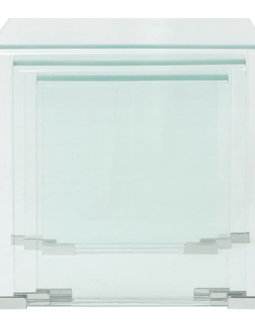 Încărcați imaginea în vizualizatorul Galerie, Set mese suprapuse, sticlă călită transparentă, trei piese
