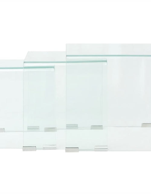 Încărcați imaginea în vizualizatorul Galerie, Set mese suprapuse, sticlă călită transparentă, trei piese
