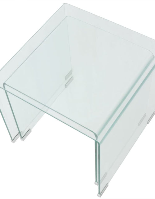 Încărcați imaginea în vizualizatorul Galerie, Set de masă din sticlă securit transparentă, stivuibil, 2 piese
