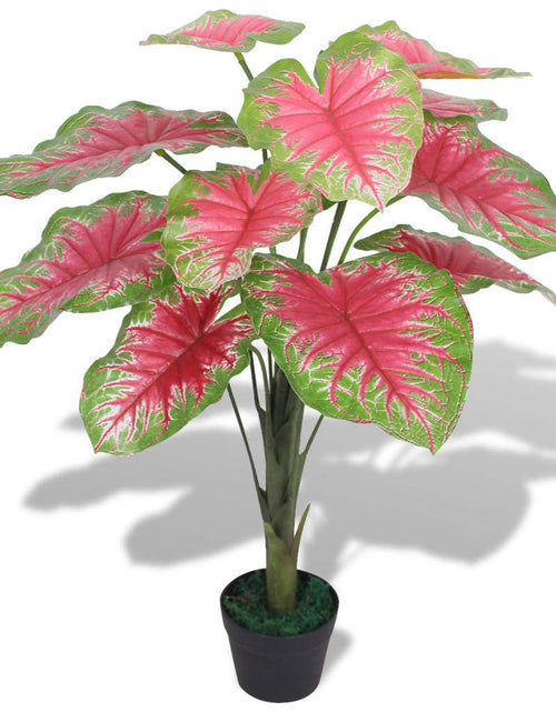 Încărcați imaginea în vizualizatorul Galerie, Plantă artificială Caladium cu ghiveci, 85 cm, verde și roșu
