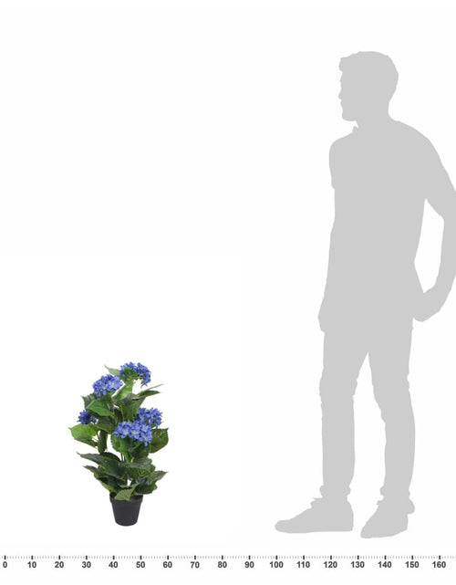 Încărcați imaginea în vizualizatorul Galerie, Plantă artificială hydrangea cu ghiveci, 60 cm, albastru - Lando
