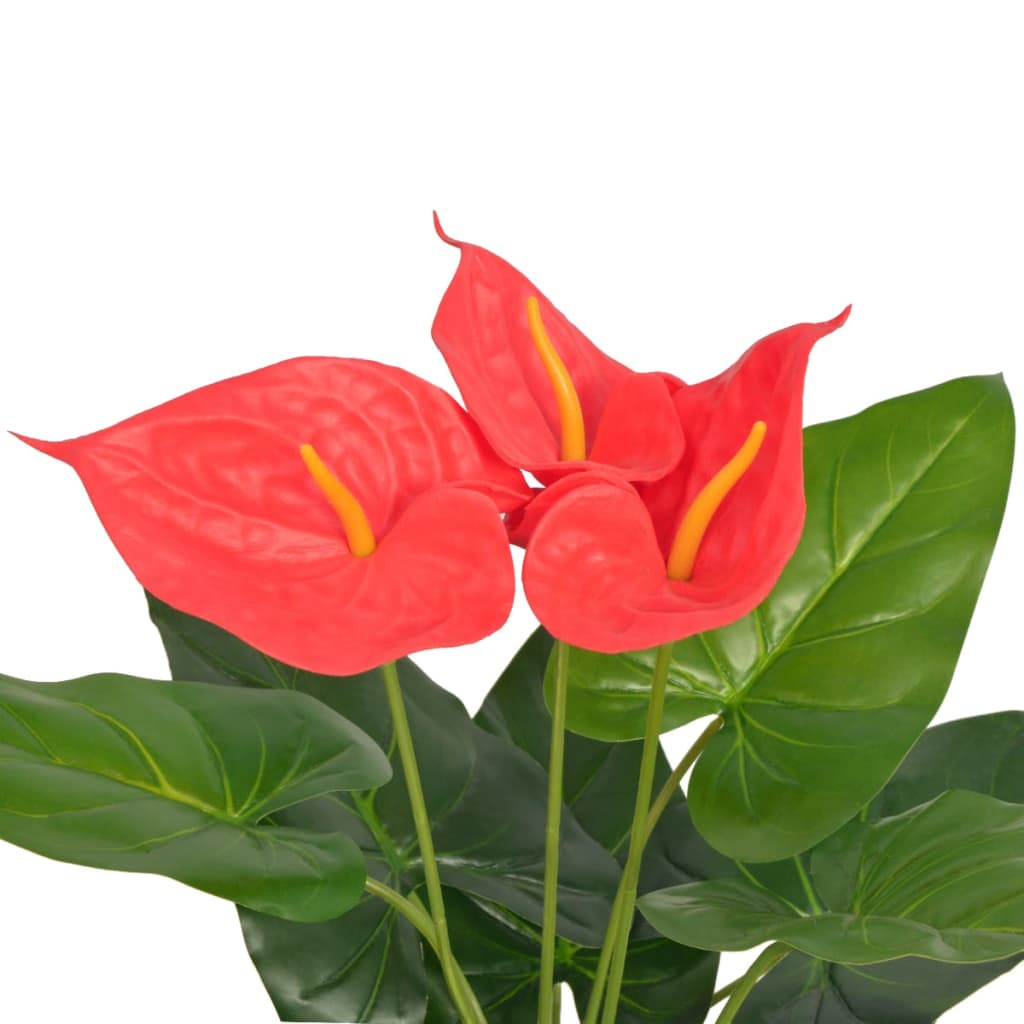 Plantă artificială Anthurium cu ghiveci, 45 cm, roșu și galben - Lando