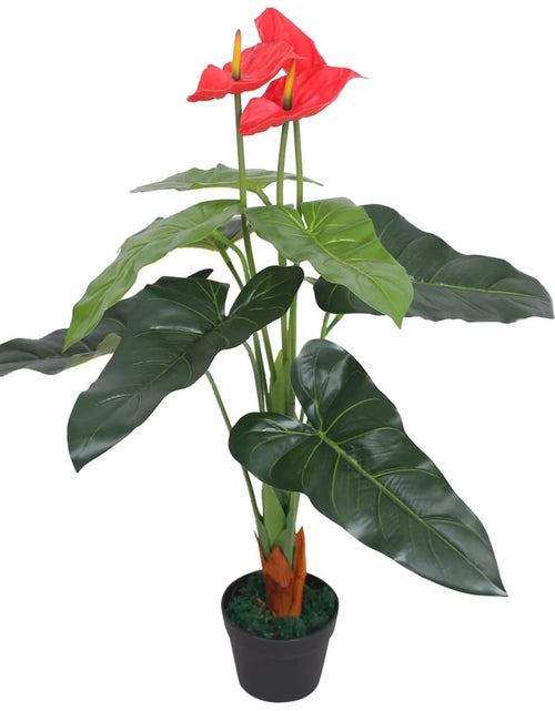 Încărcați imaginea în vizualizatorul Galerie, Plantă artificială Anthurium cu ghiveci, 90 cm, roșu și galben
