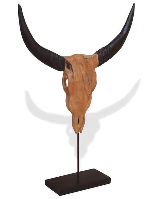 Încărcați imaginea în vizualizatorul Galerie, Sculptură craniu de taur, 66x15x88 cm, tec
