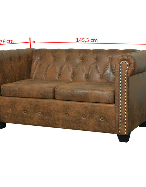 Загрузите изображение в средство просмотра галереи, Set canapele Chesterfield cu 2 și 3 locuri, maro
