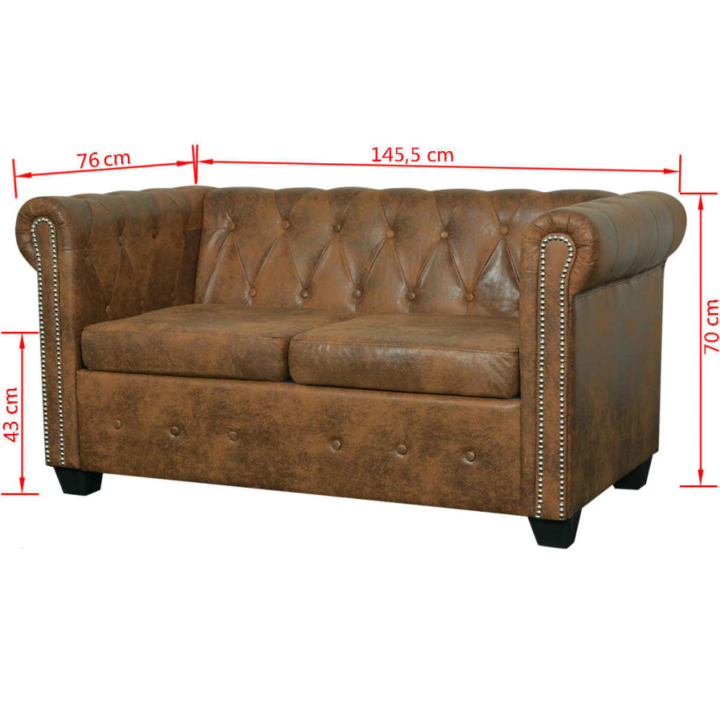 Set canapele Chesterfield cu 2 și 3 locuri, maro