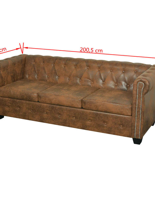 Загрузите изображение в средство просмотра галереи, Set canapele Chesterfield cu 2 și 3 locuri, maro
