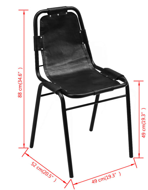 Загрузите изображение в средство просмотра галереи, Scaune de bucătărie, 6 buc., negru, piele naturală

