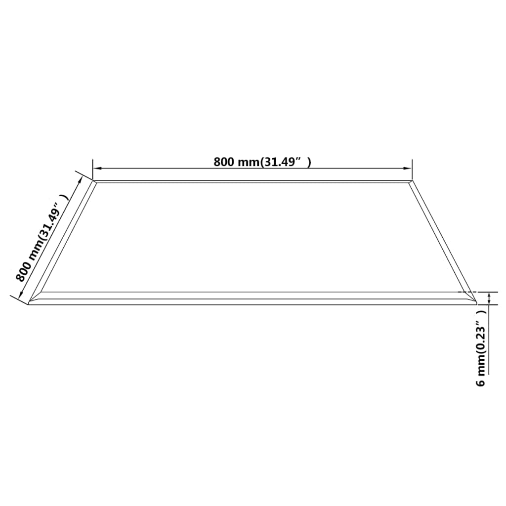 Blat de masă din sticlă securizată, pătrat, 800 x 800 mm