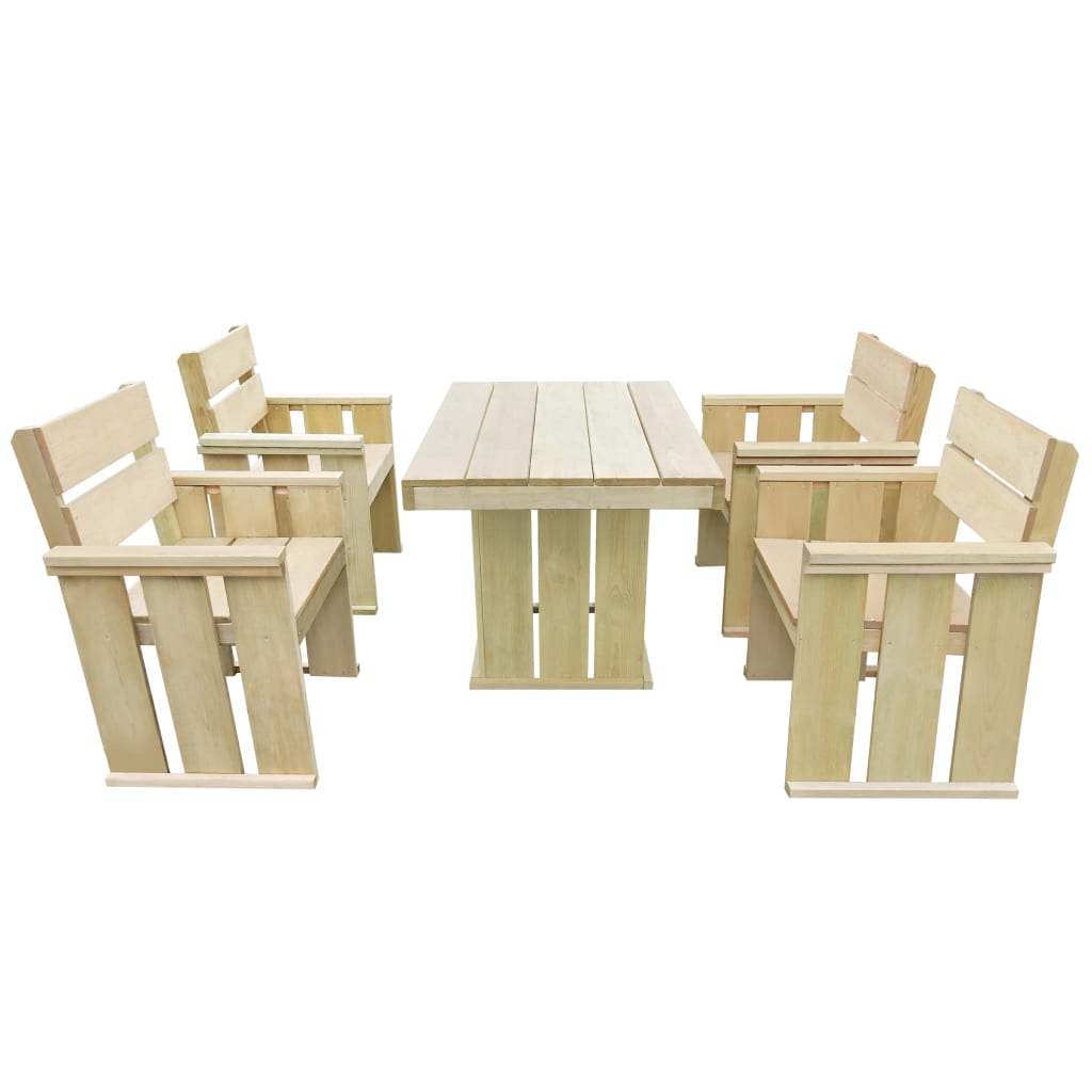 Set mobilier de exterior, 5 piese, lemn de pin tratat