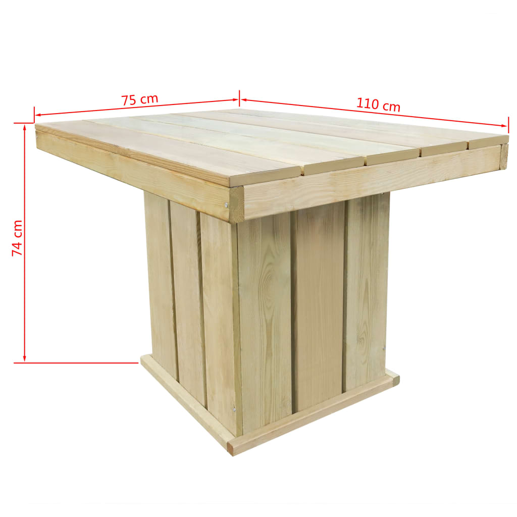 Set mobilier de exterior, 5 piese, lemn de pin tratat