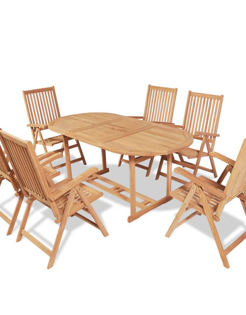 Încărcați imaginea în vizualizatorul Galerie, Set mobilier exterior cu scaune pliabile 7 piese lemn tec masiv
