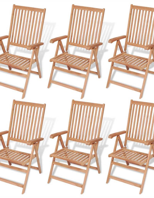 Загрузите изображение в средство просмотра галереи, Set mobilier exterior cu scaune pliabile 7 piese lemn tec masiv
