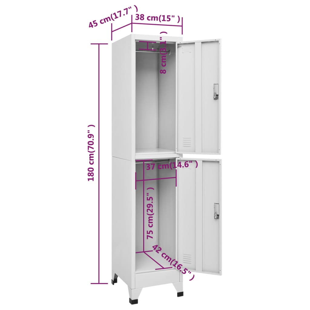 Dulap vestiar cu 2 compartimente 38x45x180 cm