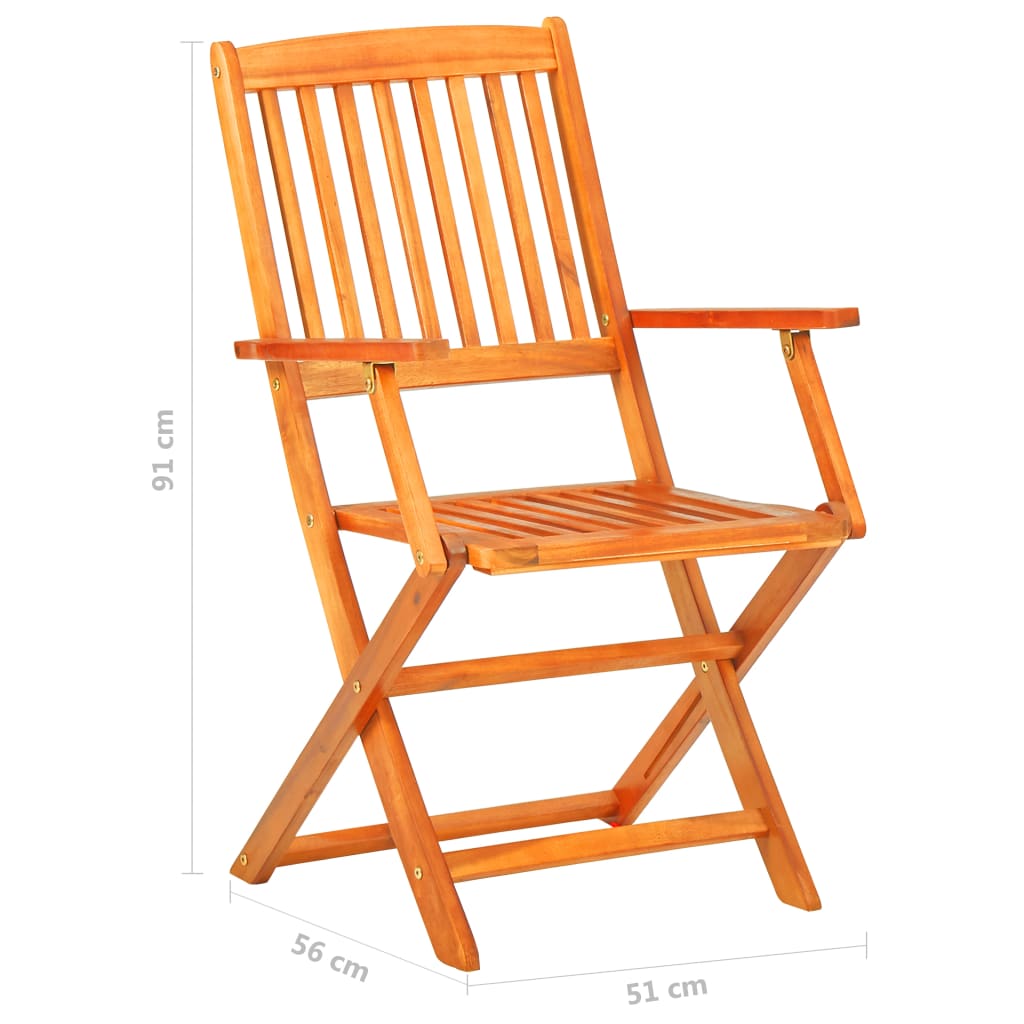 Set mobilier de exterior pliabil, 7 piese, lemn masiv de acacia