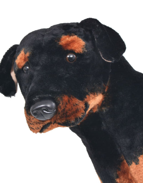 Încărcați imaginea în vizualizatorul Galerie, Jucărie de pluș câine rottweiler, negru și maro, XXL
