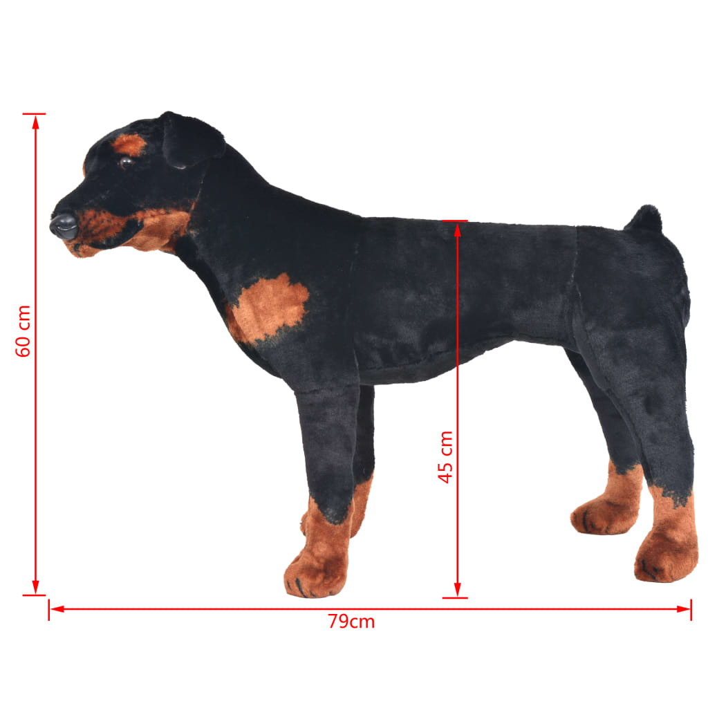 Jucărie de pluș câine rottweiler, negru și maro, XXL