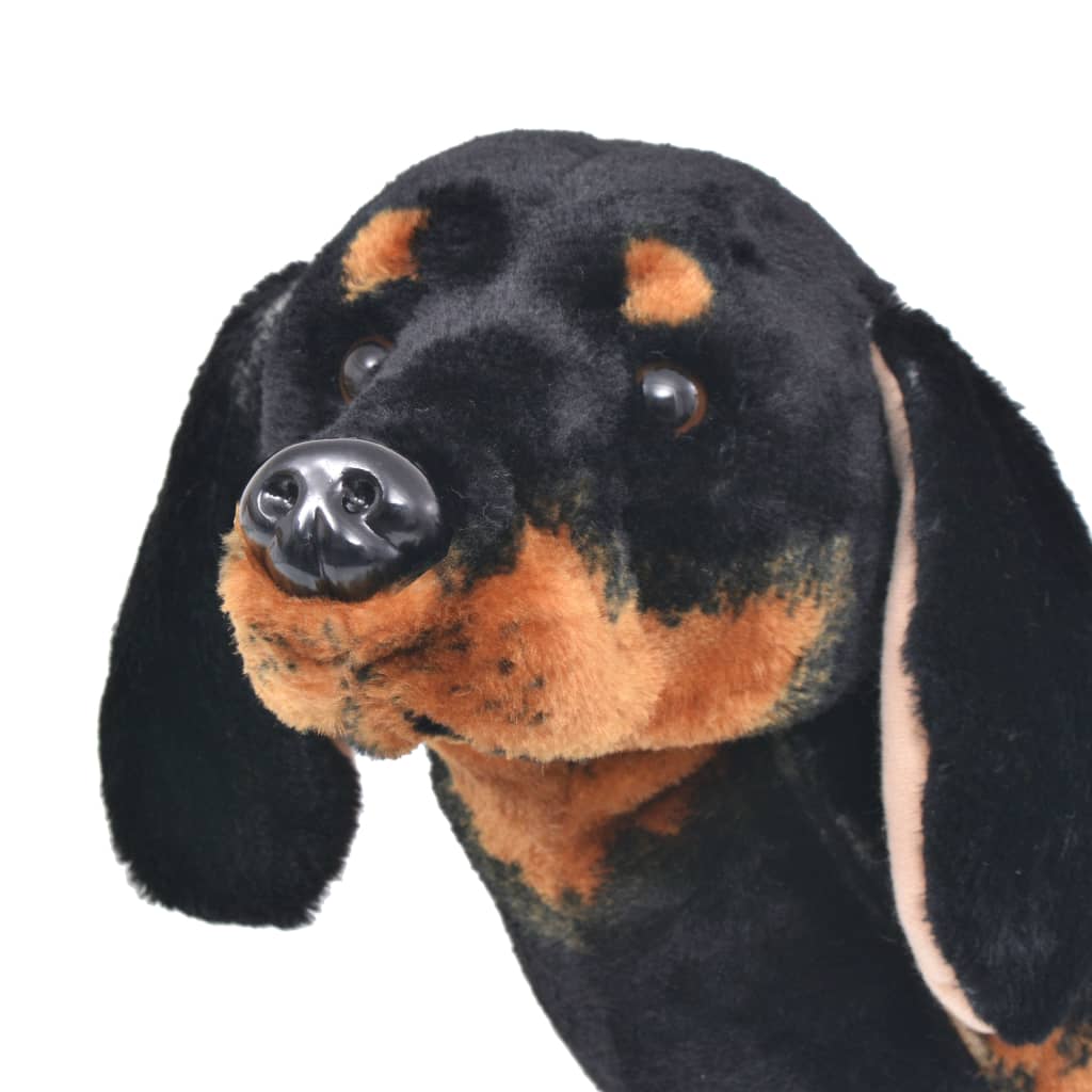 Câine din pluș de jucărie teckel, negru, XXL