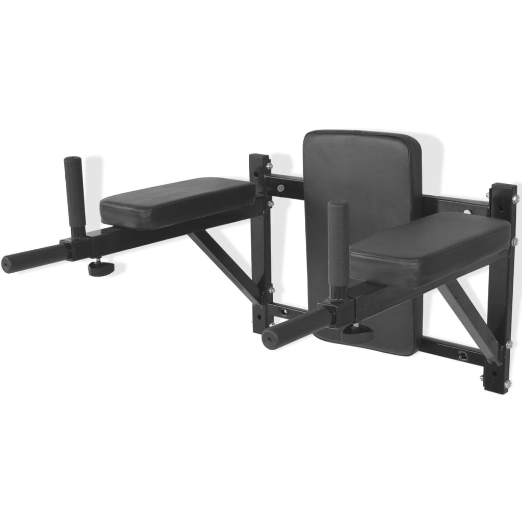 Aparat exerciții triceps și abdomen, montare pe perete, negru