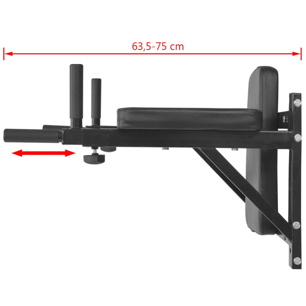 Aparat exerciții triceps și abdomen, montare pe perete, negru