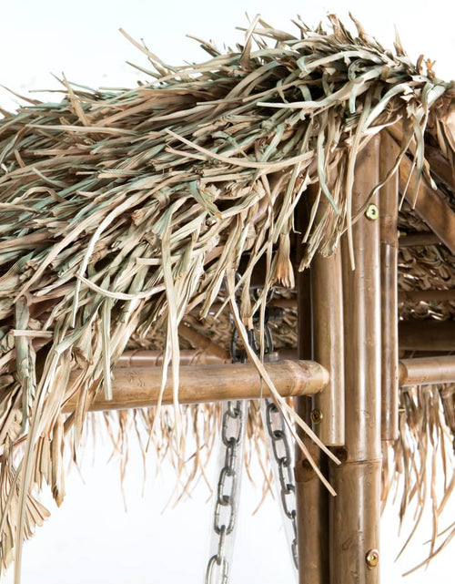 Загрузите изображение в средство просмотра галереи, Balansoar cu 2 locuri, cu frunze de palmier, 202 cm, bambus
