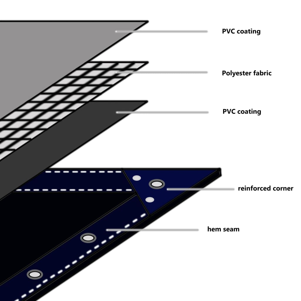 Prelată, gri, 650 g/m², 3x4 m