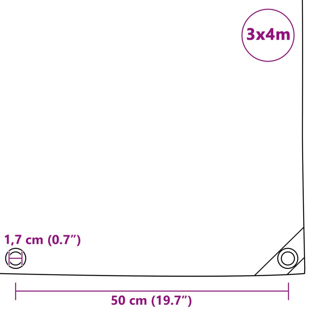 Prelată, gri, 650 g/m², 3x4 m