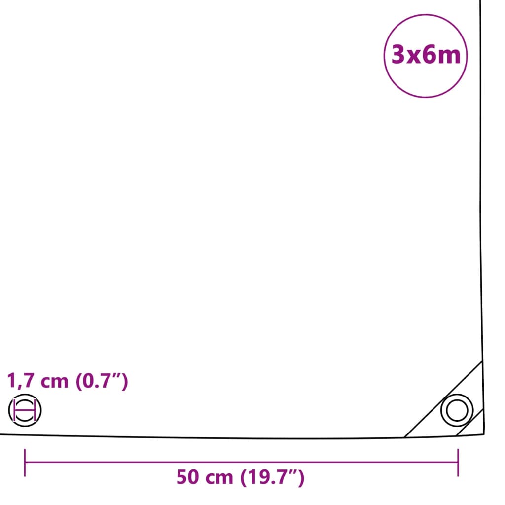 Prelată, gri, 650 g/m², 3x6 m