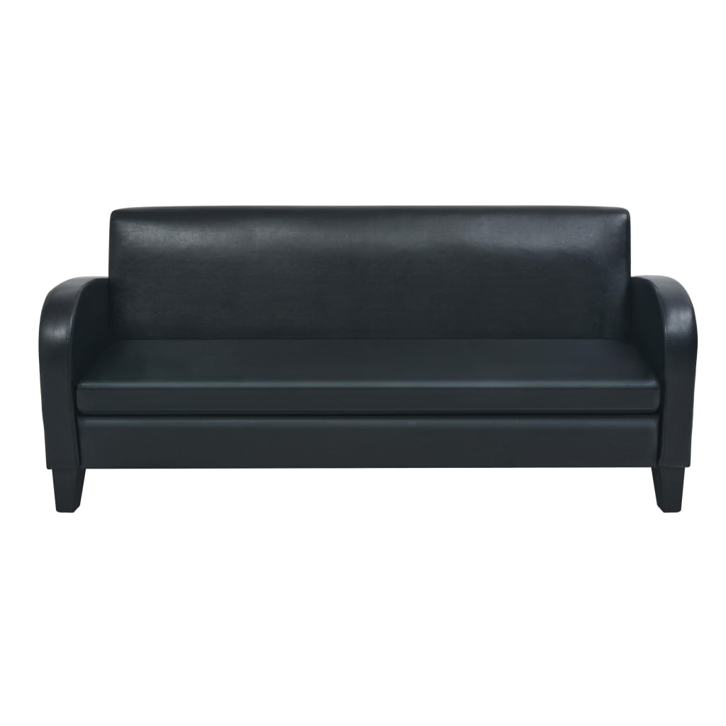Canapea cu 3 locuri, negru, piele artificială