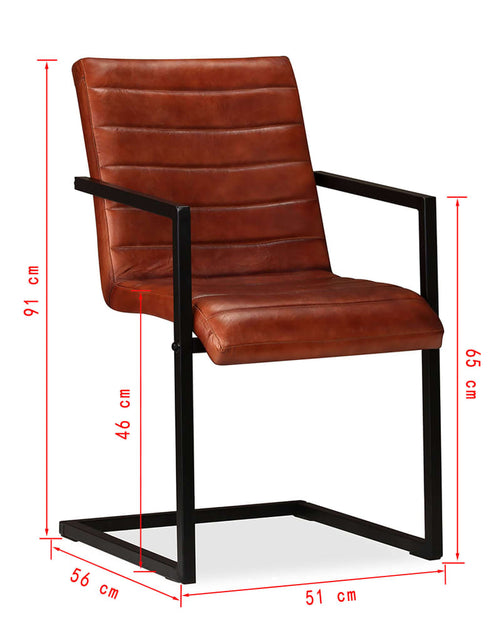 Загрузите изображение в средство просмотра галереи, Scaune de bucătărie, 2 buc., maro, piele naturală
