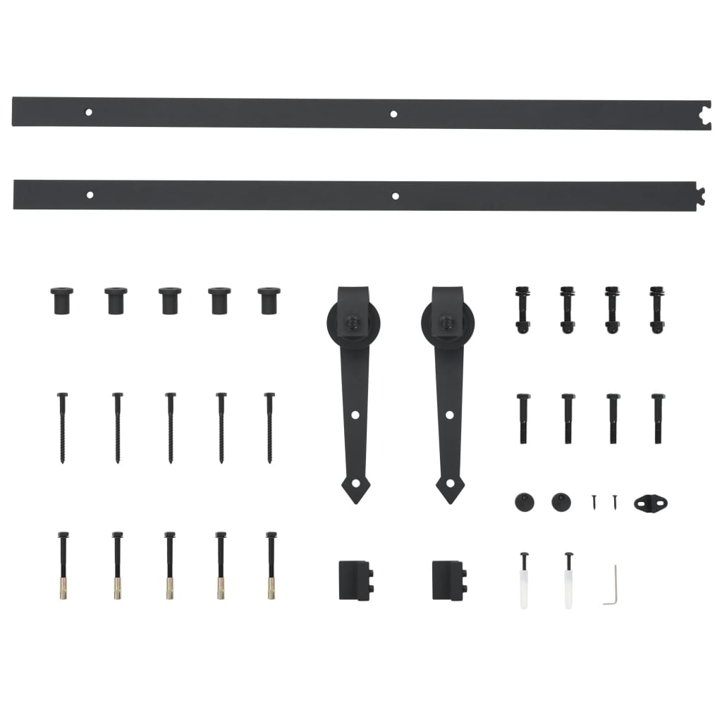 Set piese pentru ușă glisantă, negru, 183 cm, oțel