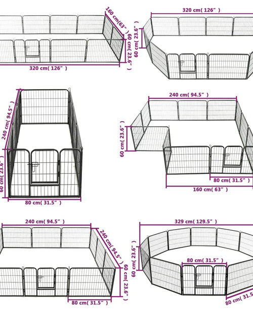 Încărcați imaginea în vizualizatorul Galerie, Țarc pentru câini, 12 panouri, negru, 80 x 60 cm, oțel
