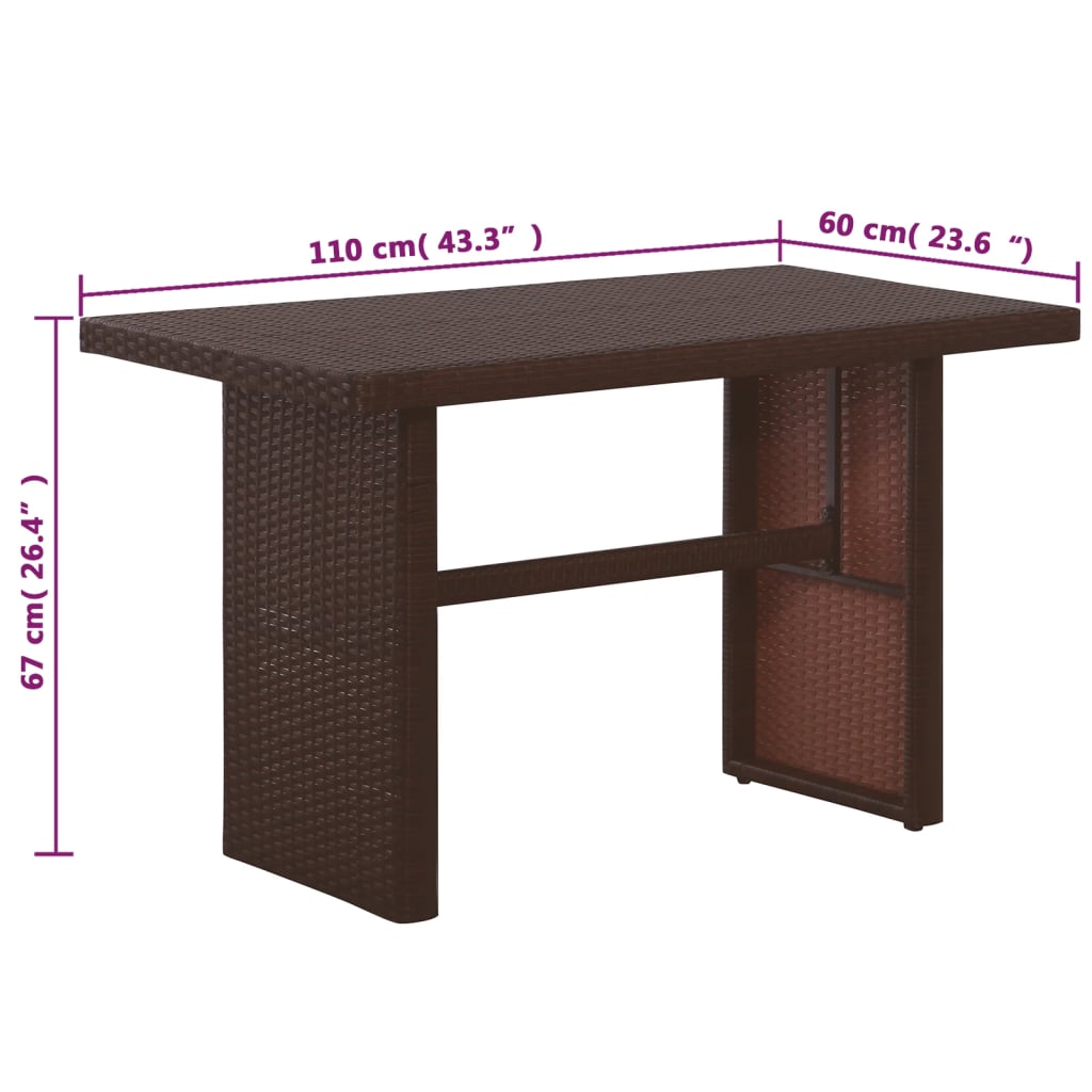 Set mobilier bistro cu perne, 3 piese, maro, poliratan