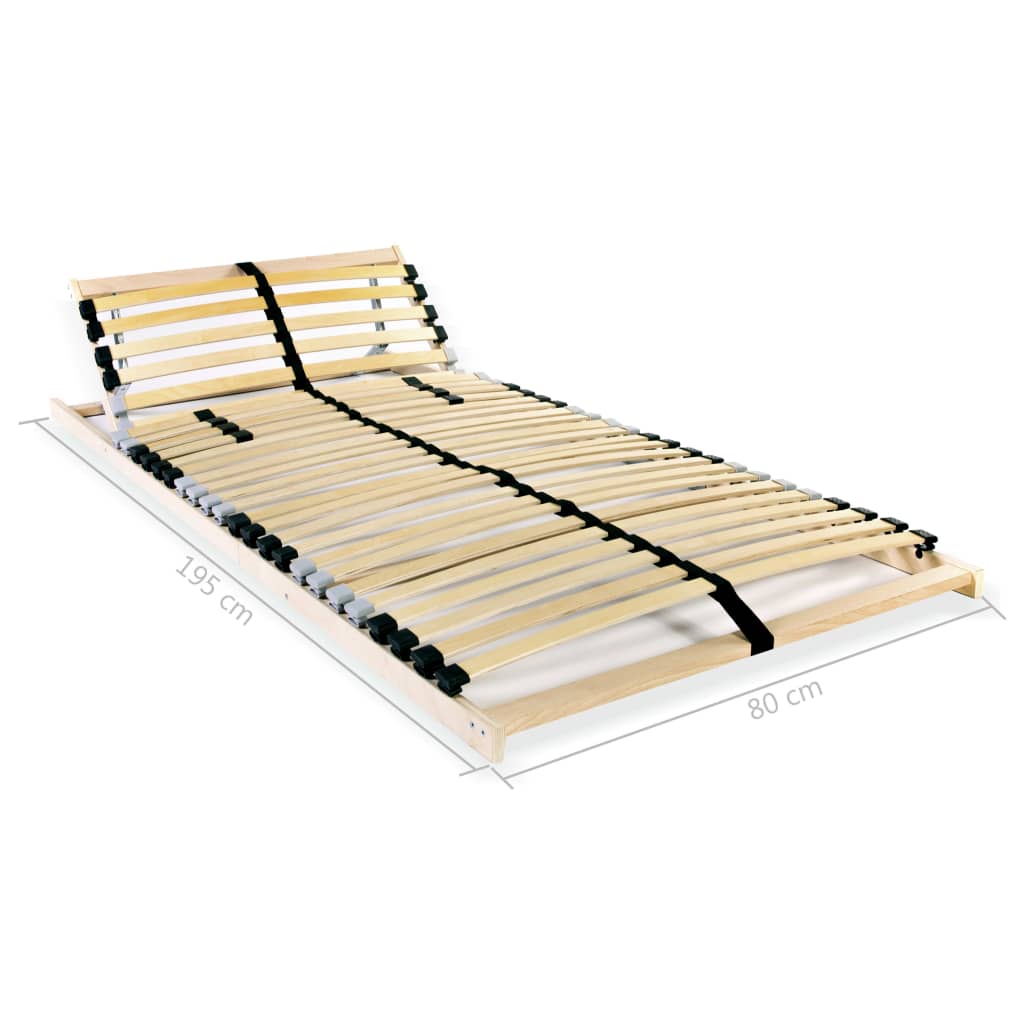 Bază de pat cu șipci, 28 șipci, 7 zone, 80 x 200 cm