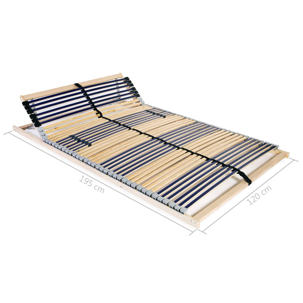 Bază de pat cu șipci, 42 șipci, 7 zone, 120 x 200 cm