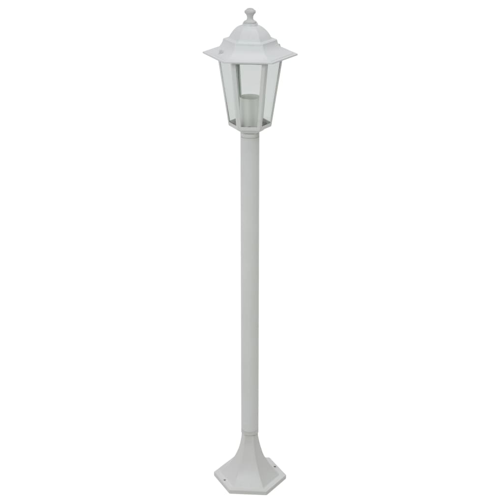 Stâlp iluminare grădină, 6 buc., alb, 110 cm, aluminiu, E27