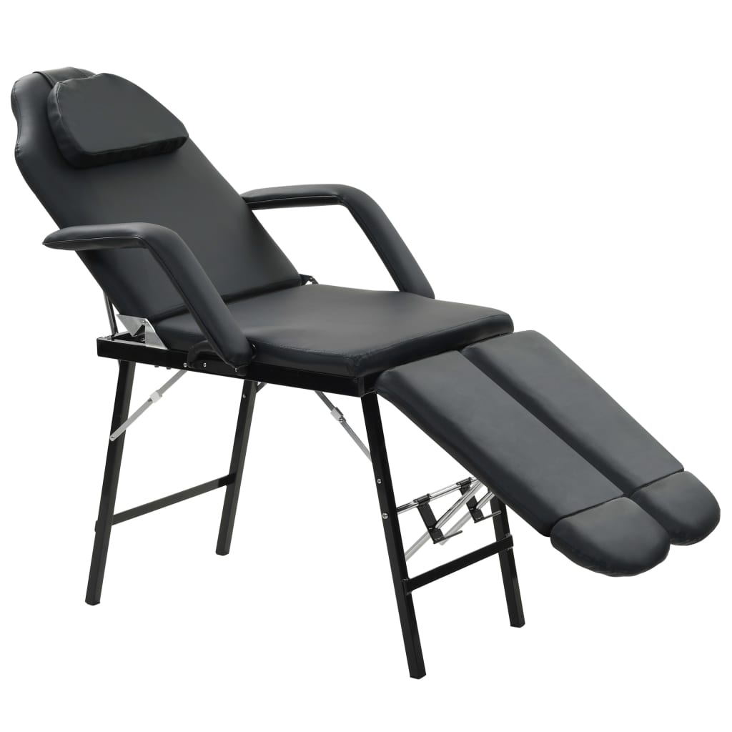 Scaun tratament facial, piele artificială, 185x78x76 cm, negru