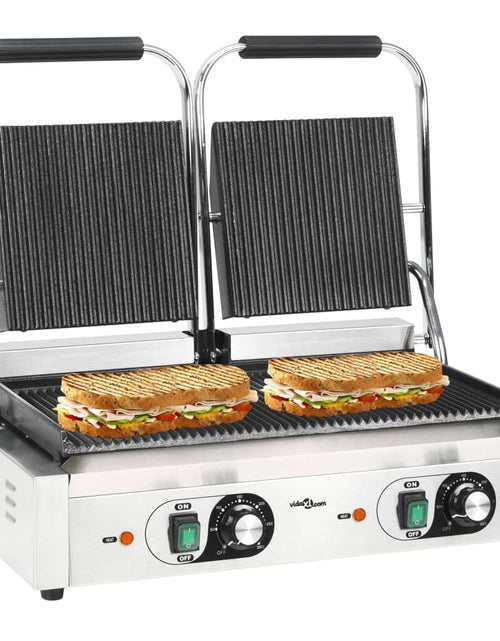 Загрузите изображение в средство просмотра галереи, Grill Panini dublu cu striații, 57x30,5x20 cm, 3600 W
