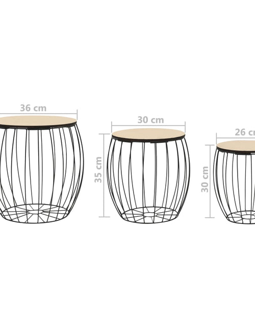 Загрузите изображение в средство просмотра галереи, Set măsuțe de cafea, 3 buc., placaj de plop, fier
