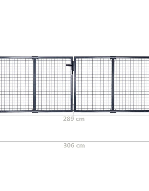 Încărcați imaginea în vizualizatorul Galerie, Poartă din plasă de grădină, gri, 289x100 cm, oțel galvanizat

