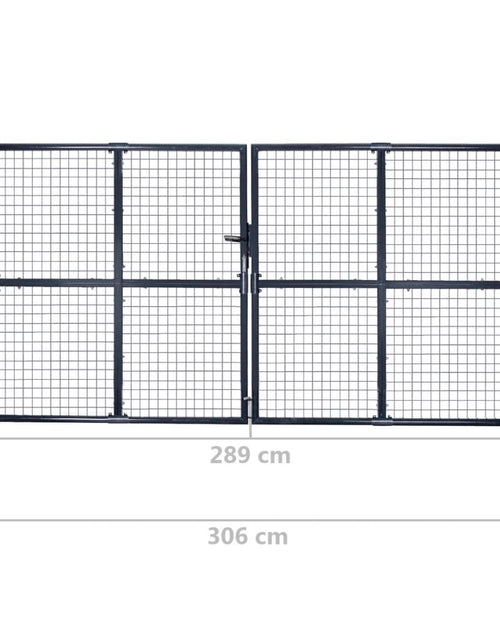 Загрузите изображение в средство просмотра галереи, Poartă din plasă de grădină, gri, 289x150 cm, oțel galvanizat
