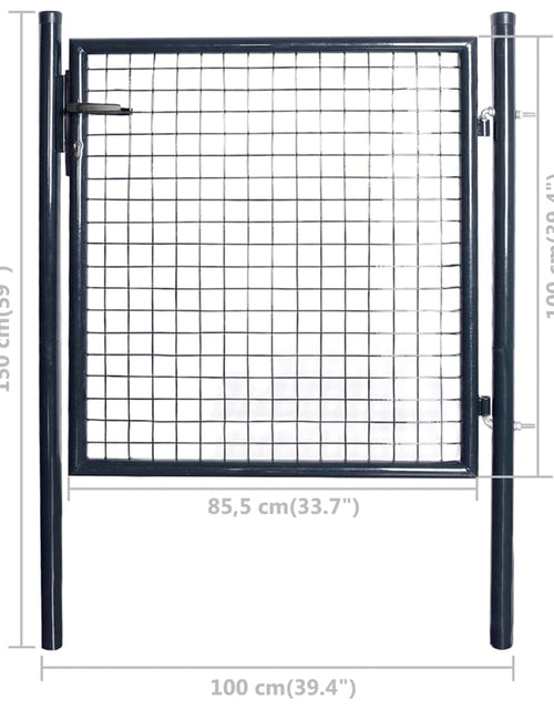 Încărcați imaginea în vizualizatorul Galerie, Poartă din plasă de grădină, gri, 85,5x100 cm, oțel galvanizat
