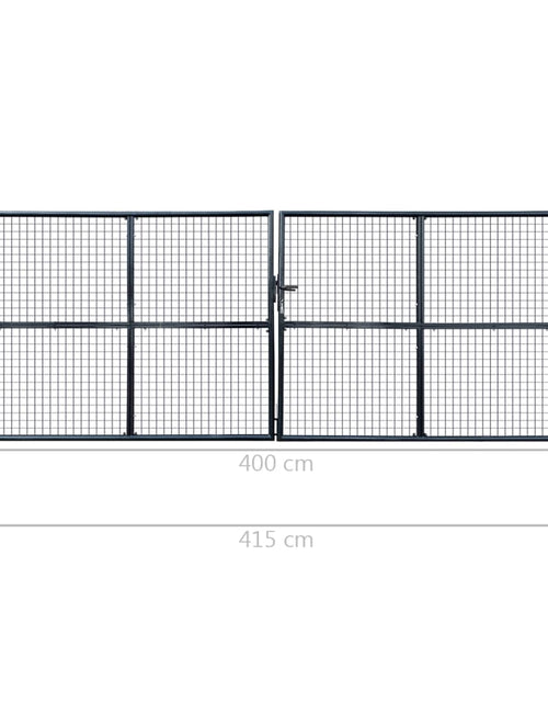 Загрузите изображение в средство просмотра галереи, Poartă din plasă grădină, oțel galvanizat, 400 x 150 cm, gri
