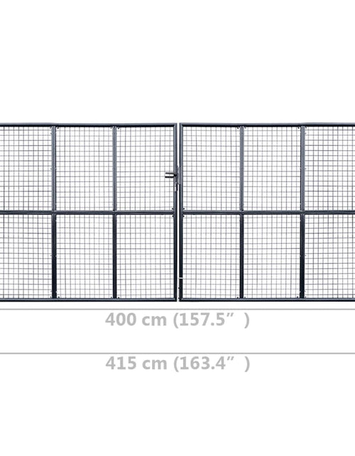Загрузите изображение в средство просмотра галереи, Poartă din plasă grădină, oțel galvanizat, 400 x 175 cm, gri
