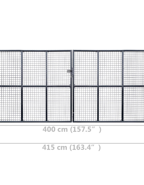 Загрузите изображение в средство просмотра галереи, Poartă din plasă grădină, oțel galvanizat, 400 x 100 cm, gri
