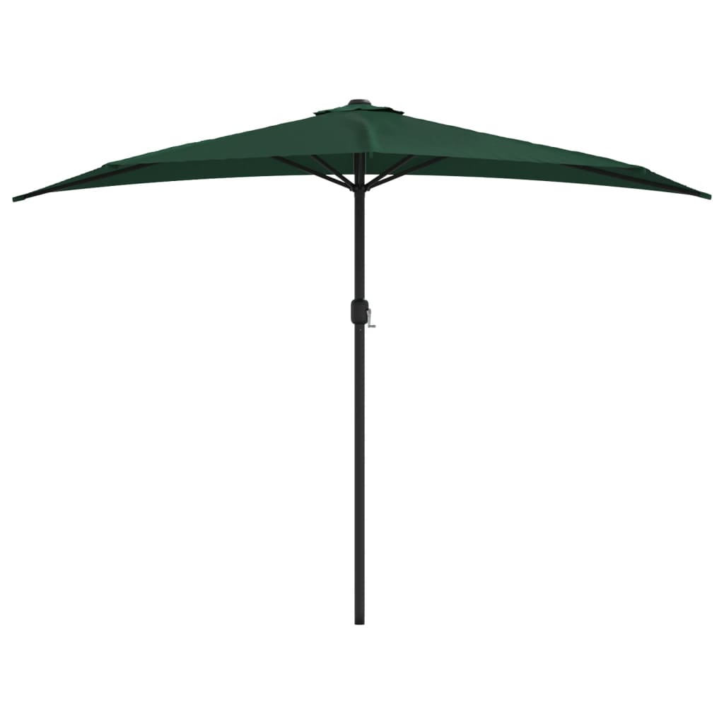 Umbrelă de soare de balcon, tijă aluminiu, verde, 300x155 cm