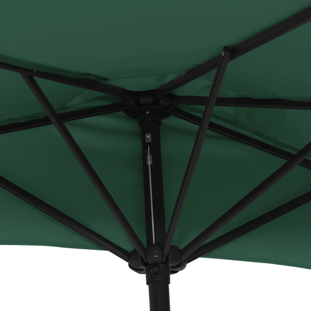 Umbrelă de soare de balcon, tijă aluminiu, verde, 300x155 cm