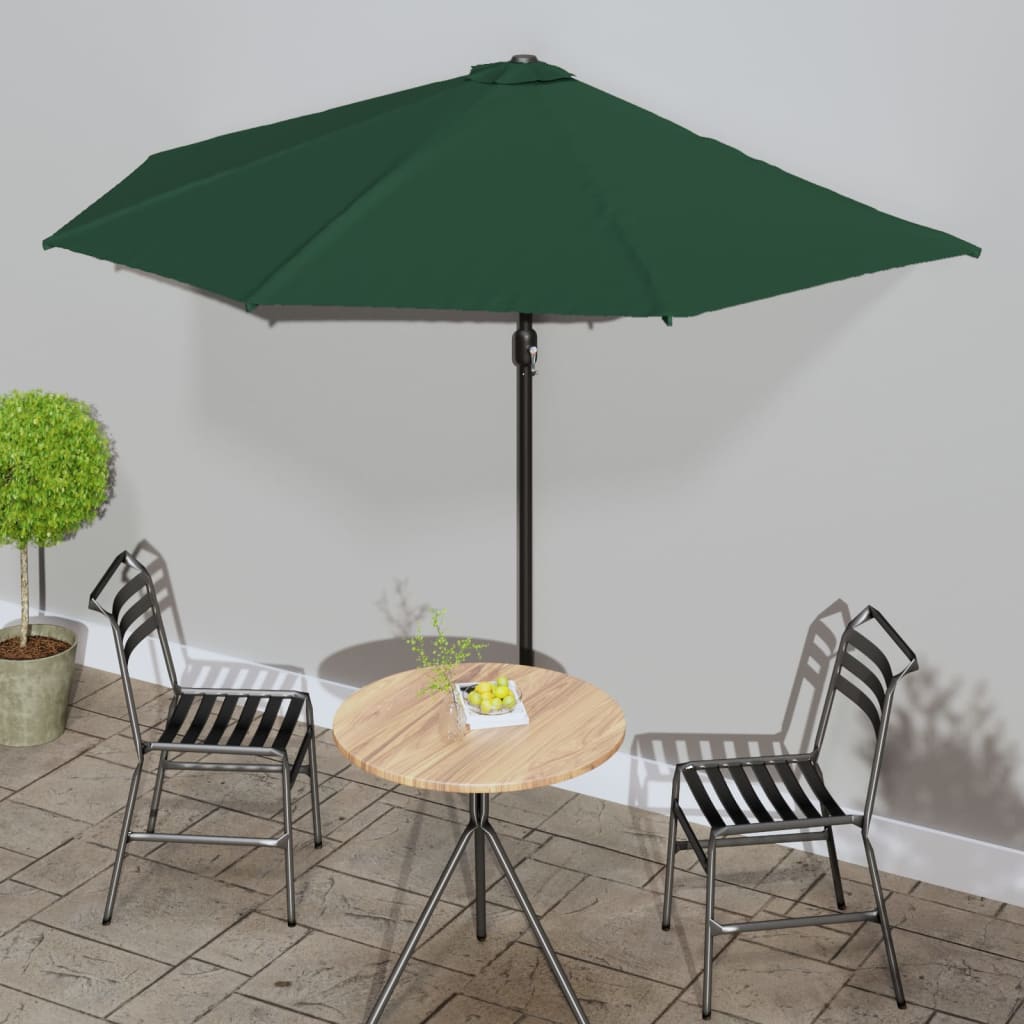 Umbrelă de soare de balcon, tijă aluminiu, verde, 300x155 cm